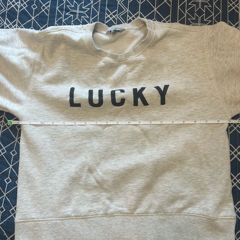 Lucky Brand Light Gray Crewneck Sweatshirt with Black LUCKY Logo - Picture 4 of 8
